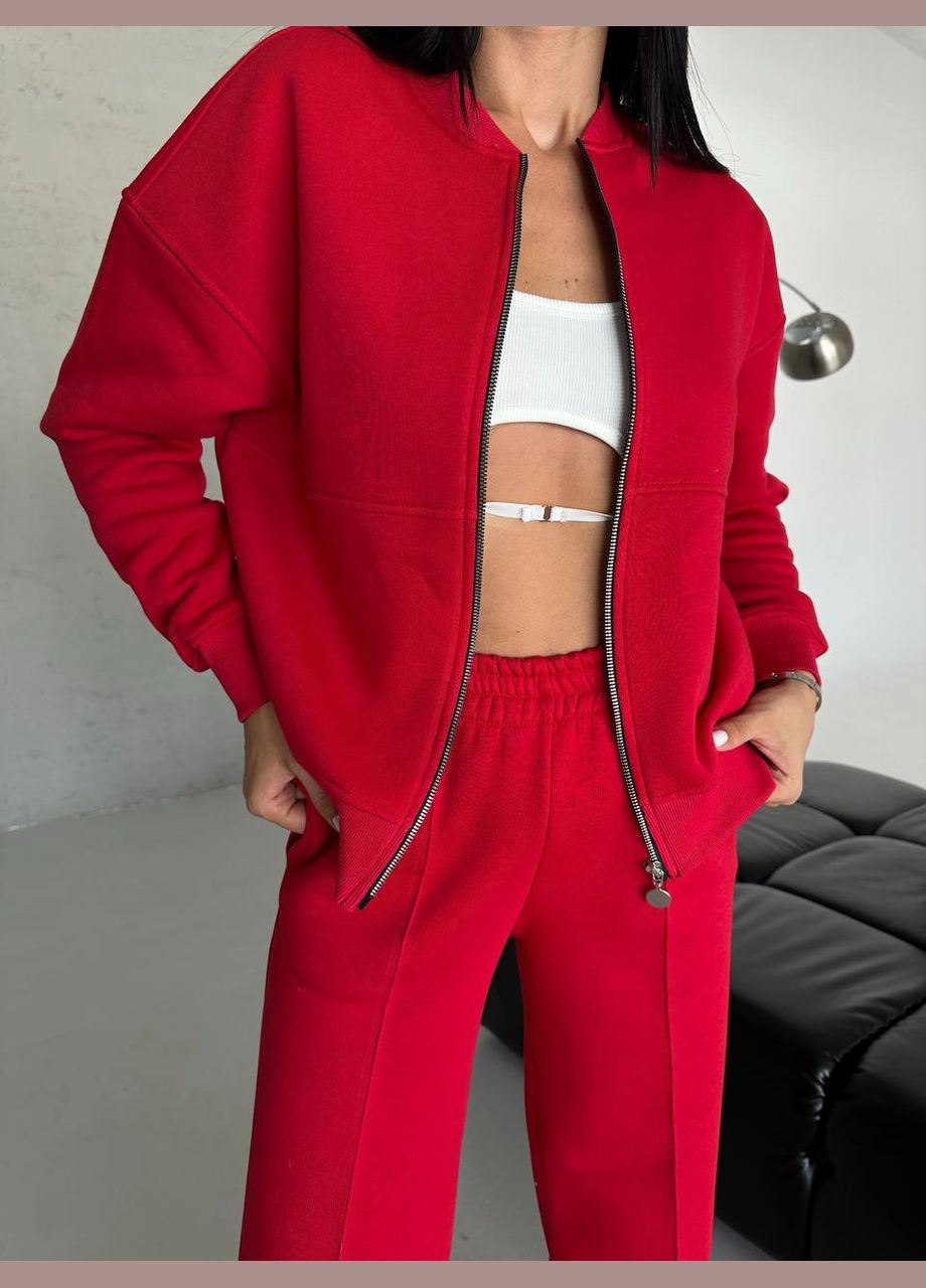Женский теплый качественный спортивный костюм: кофта бомбер на молнии и брюки палаццо со стрелками с утеплением No Brand (316094569)
