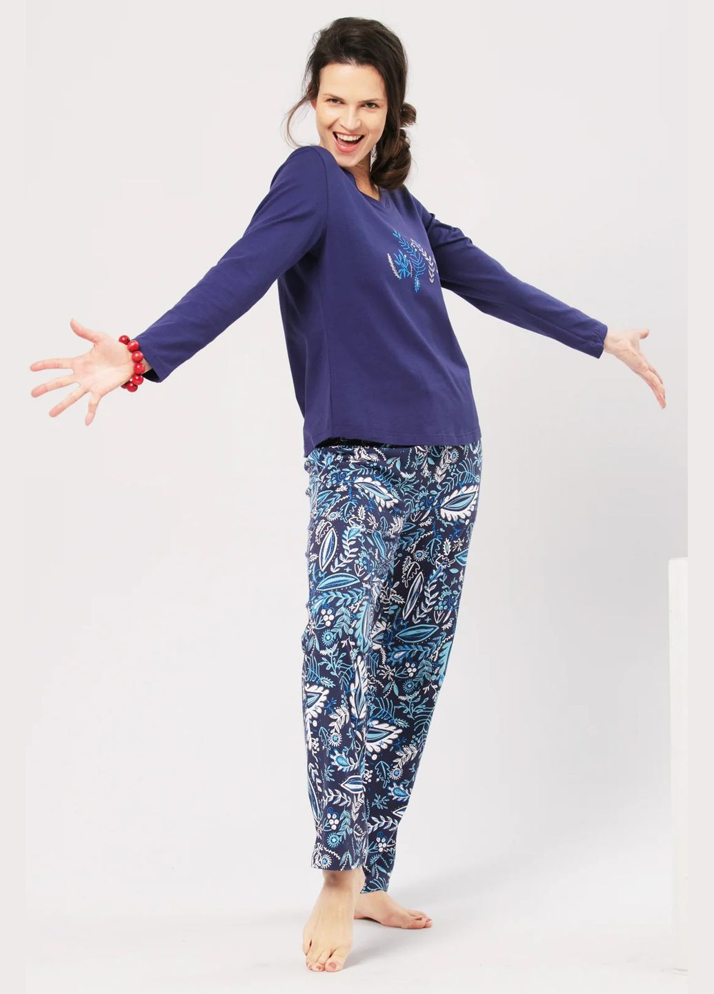 Персикова всесезон піжама жіноча вільного крою lns 793 кофта + брюки Key