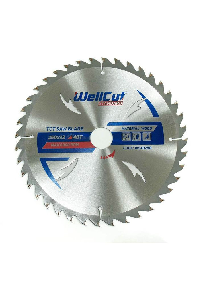 Пильный диск Standard (250x32 мм, 40 зубьев) по дереву (23455) WellCut (295043287)