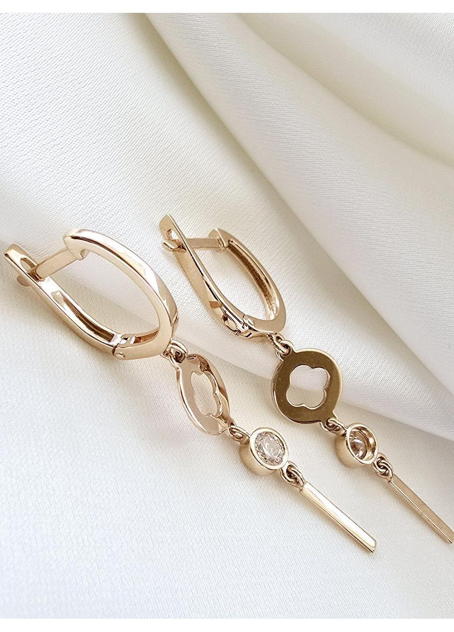 Золоті сережки-підвіски с фіанітами 110585-1с Столична Ювелірна Фабрика (355795894)