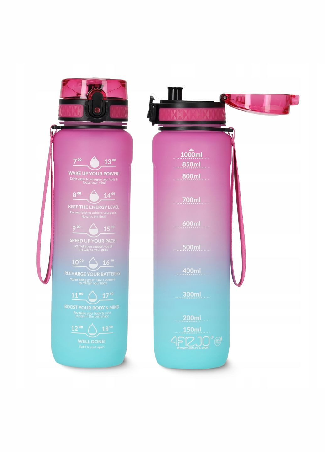 Пляшка для води спортивна 1000 мл Pink/Sky Blue (P-5905973400770) 4FIZJO (316275391)