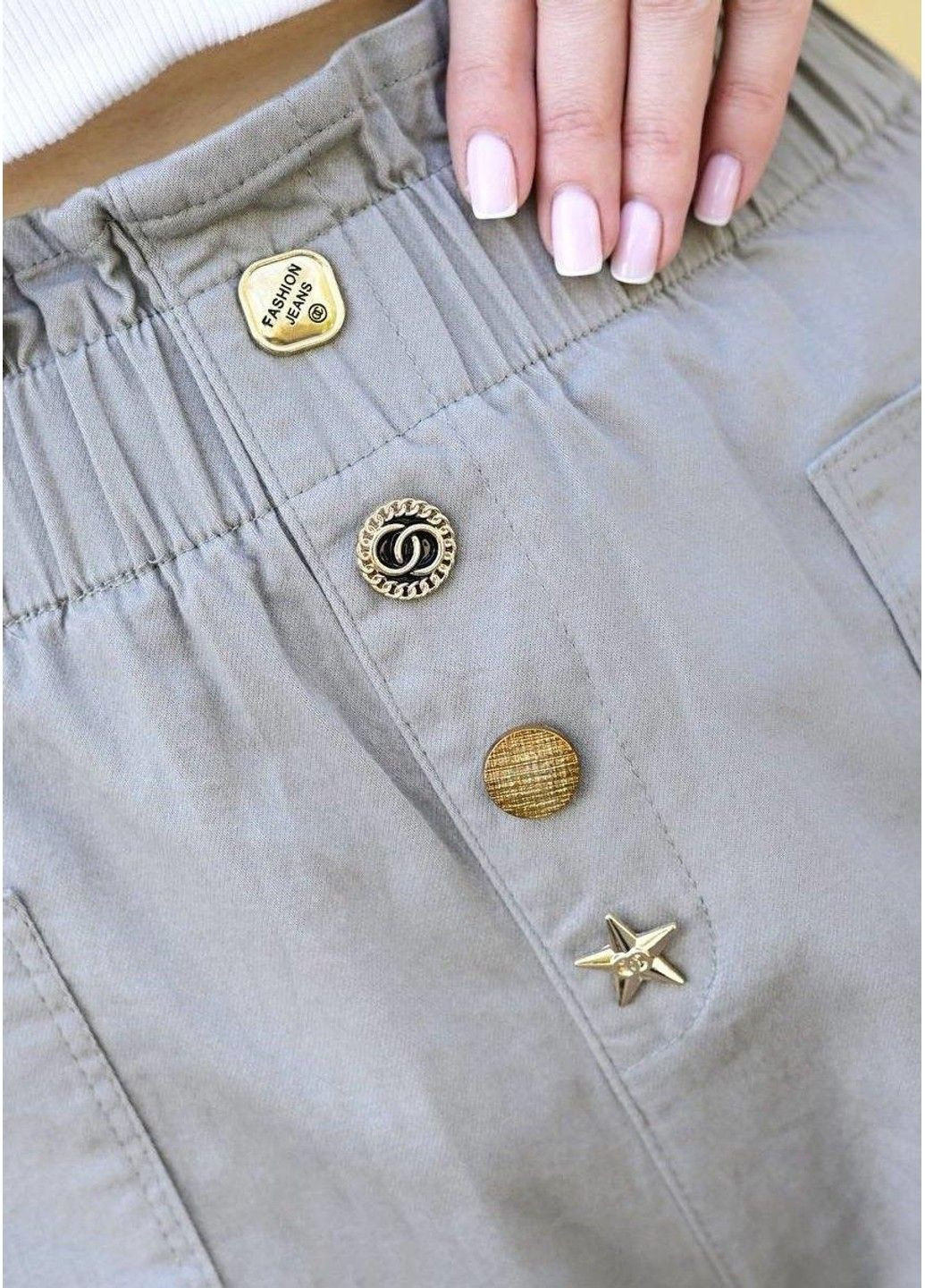 Шорти жіночі ґудзики сірі Jinbaolai (307392787)