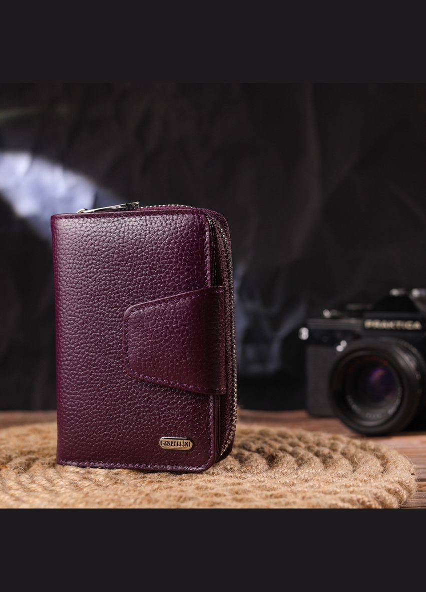 Практичний вертикальний портмоне для жінок з монетницею на блискавці з натуральної шкіри флотар 21601 Canpellini (331908179)