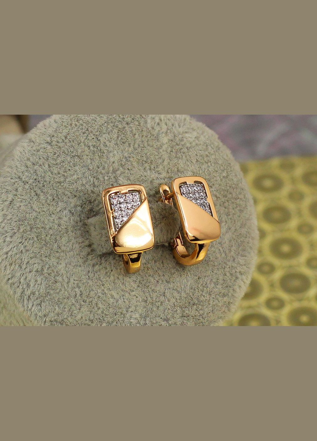 Сережки Прямокутник з родієм 1,6 см золотисті Xuping Jewelry (316433846)