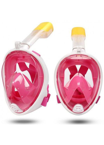 Панорамна маска для плавання + водонепроникний чохол GTM (S/M) Рожева з кріпленням для камери Original Roze Free Breath (272798768)