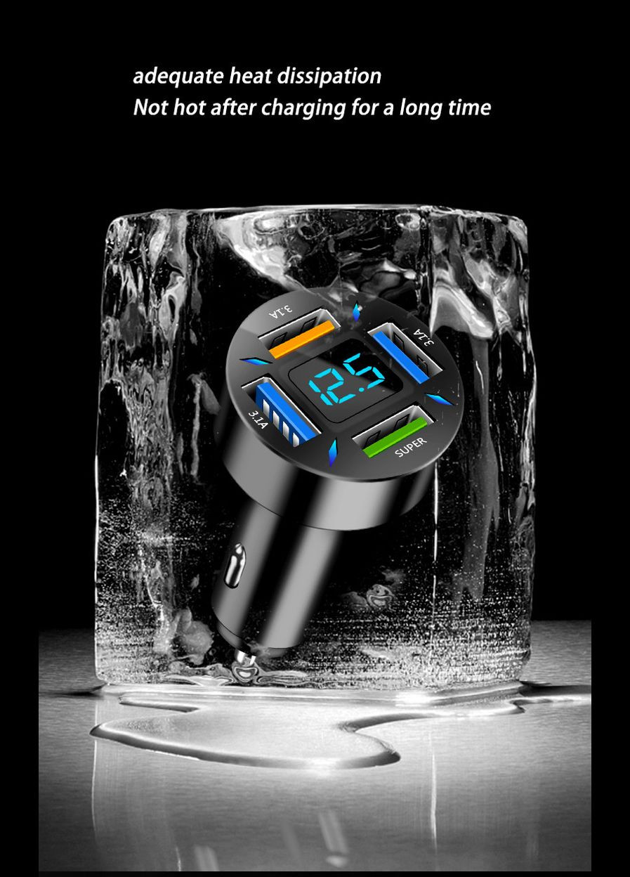 Автомобільна зарядка USB на 6 виходів: Usb 2 PD Super QC3.0 + вольтметр No Brand (305077831)