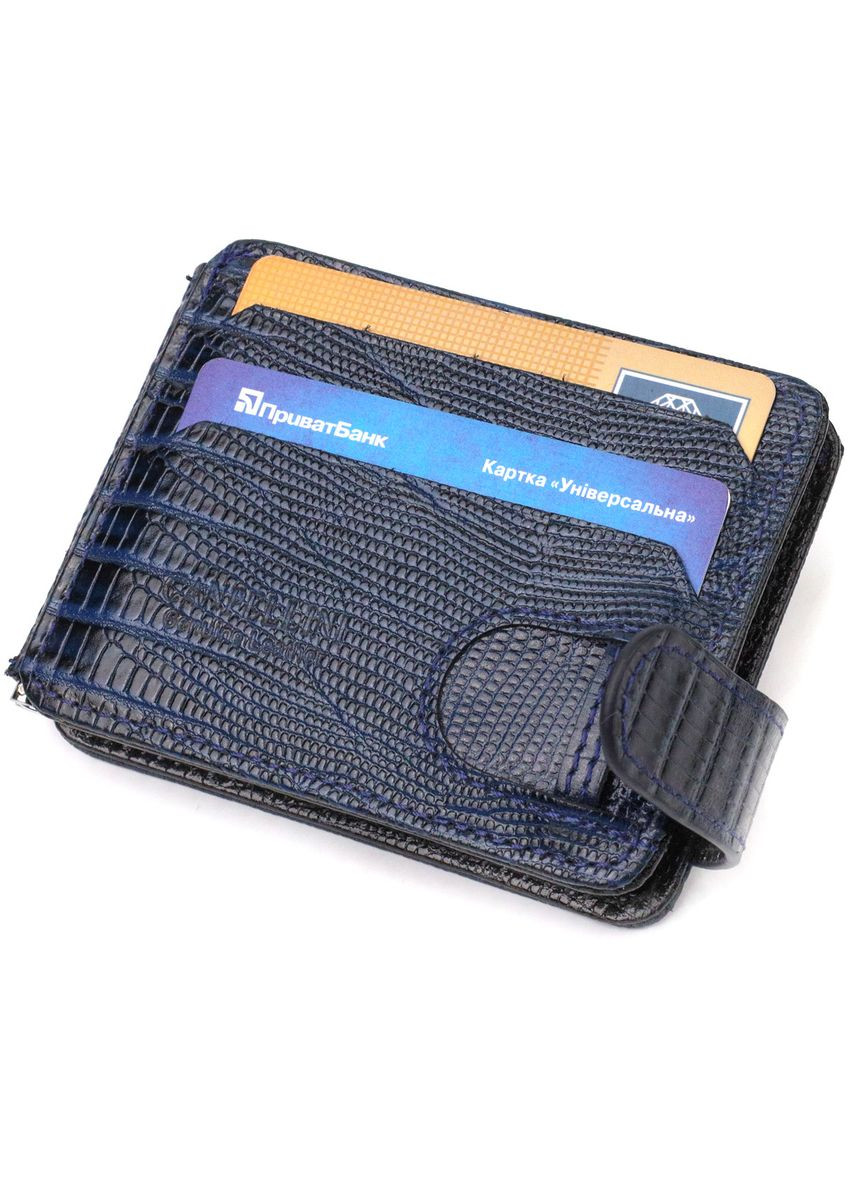 Фактурний чоловічий затискач для грошей із натуральної шкіри з тисненням 21942 Синій Canpellini (329149206)