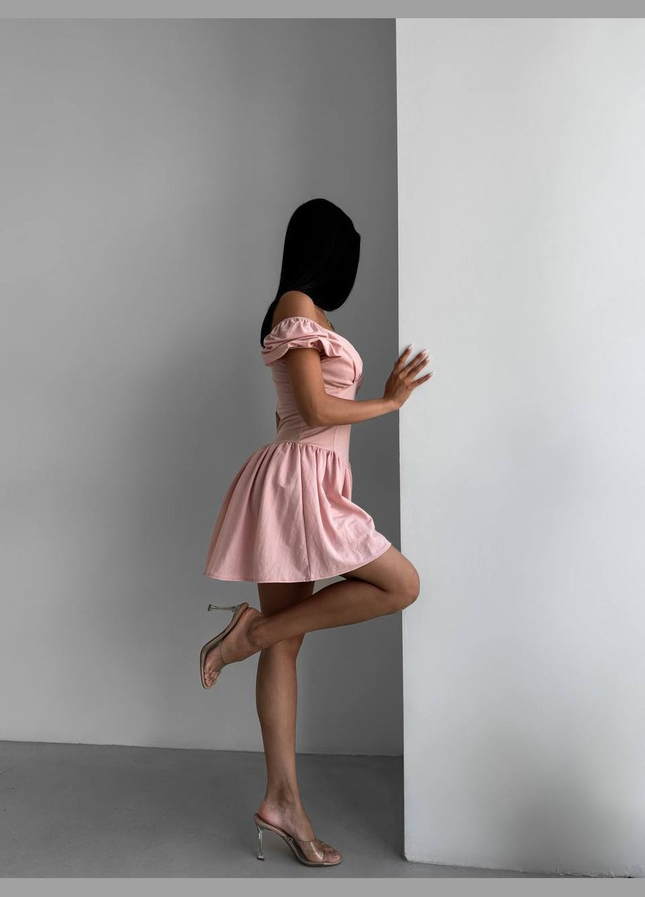 Комбинезон No Brand комбинезон-шорты однотонный пудровый повседневный, кэжуал трикотаж