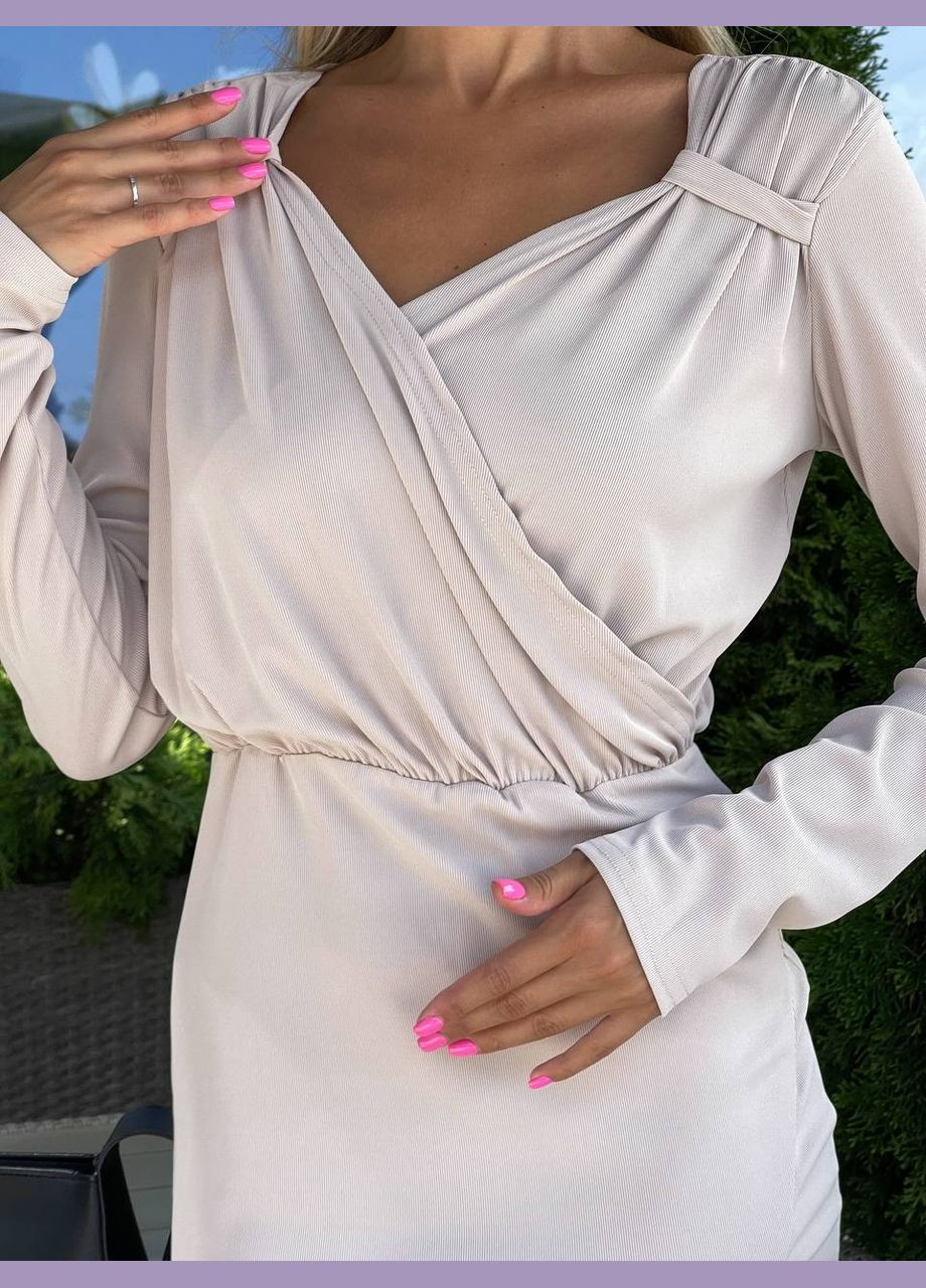 Бежева святковий жіноча сукня FINO Mode однотонна