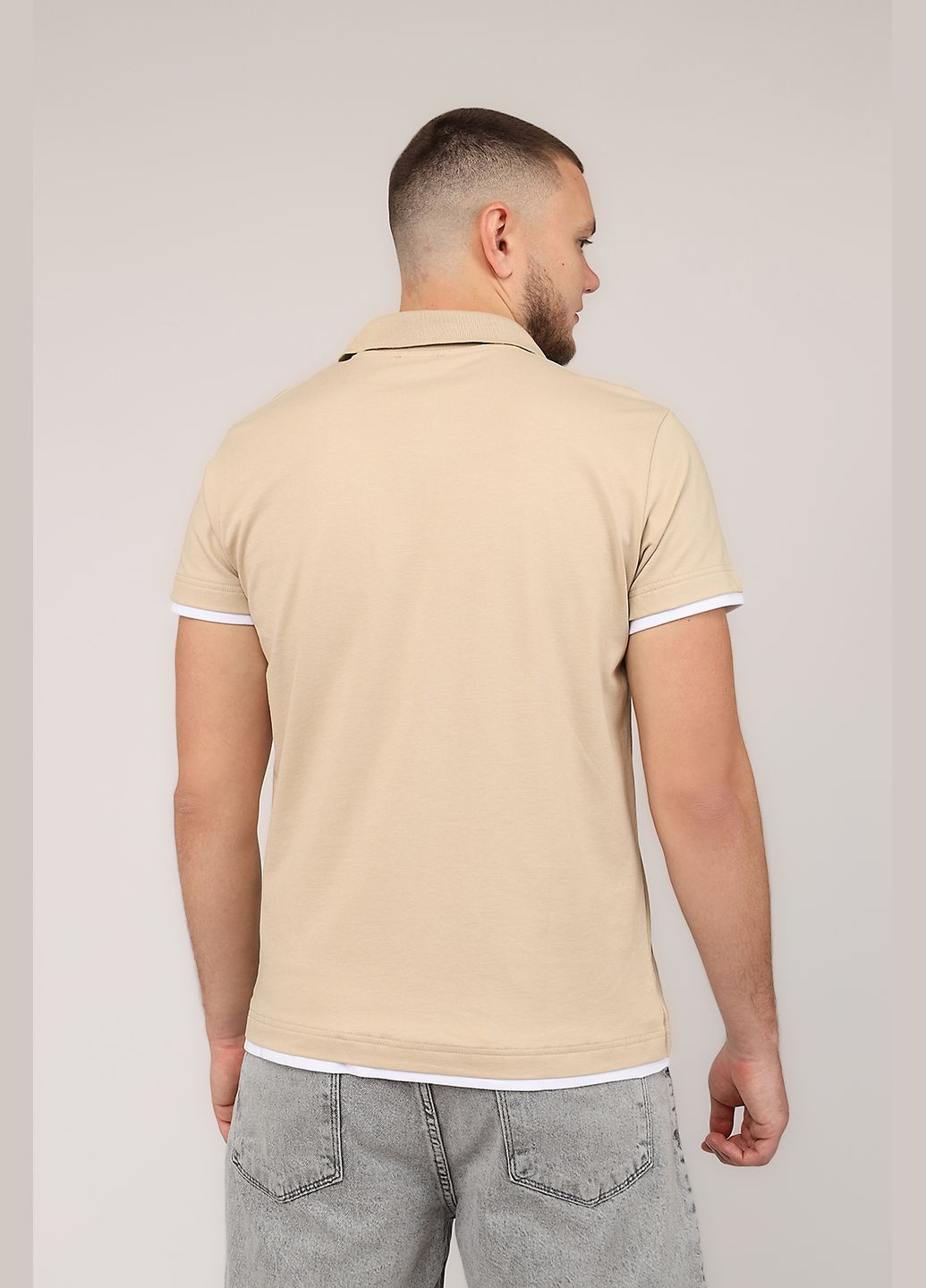 Бежевая футболка-футболка поло мужская цвет бежевый cb-00275675 для мужчин Madmext
