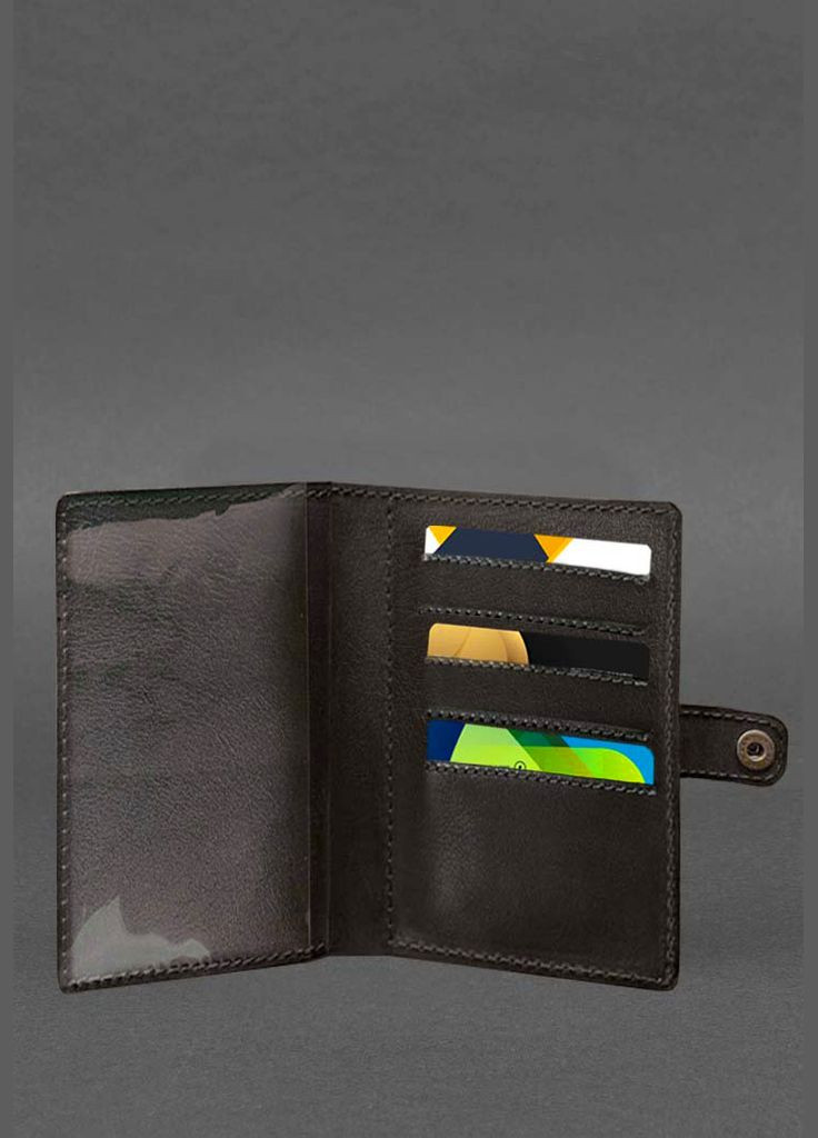 Шкіряна обкладинка-портмоне для військового квитка 15.0 темно-коричнева (A-027875) BlankNote (329186728)