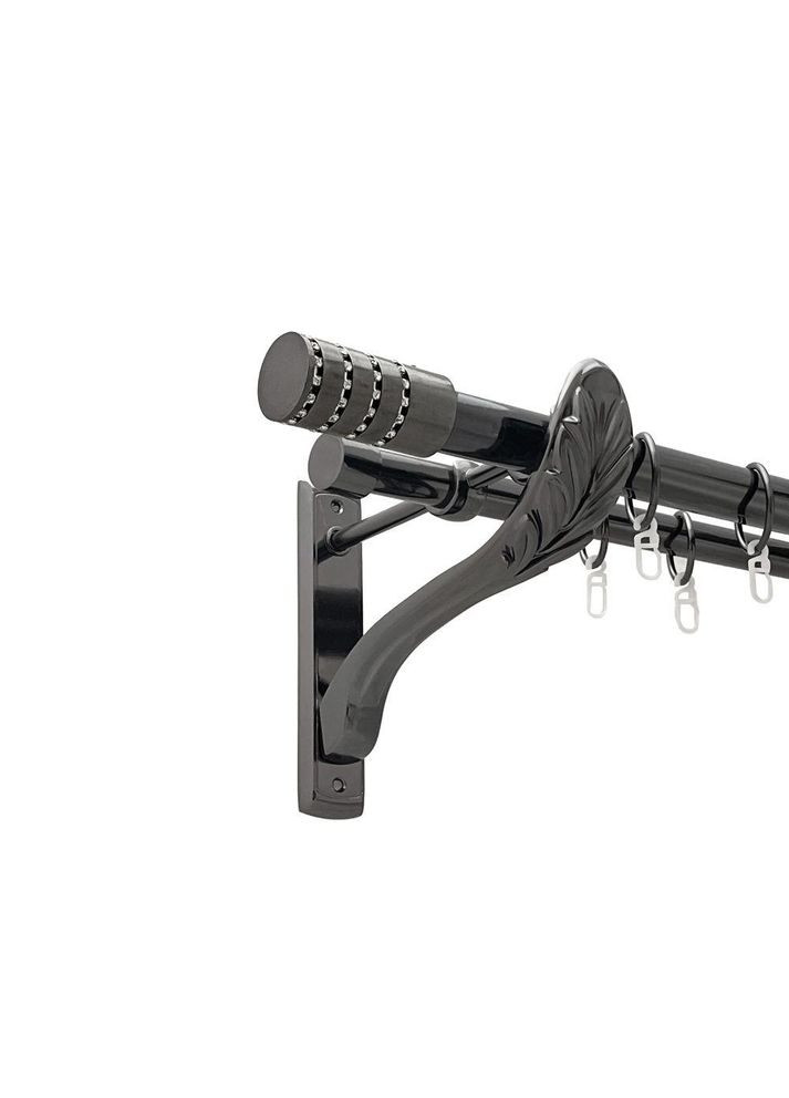 Карниз для штор Барамела металлический двухрядный ретро гладкая труба кольцо металлическое Оникс 25\19 мм 240 см ORVIT (299335427)