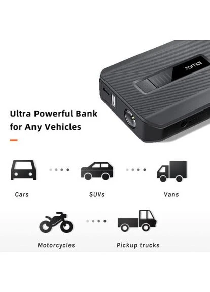 Автономний пуско-зарядний пристрій — стартер jump starter max 18000 м*А·год 70Mai (279826181)