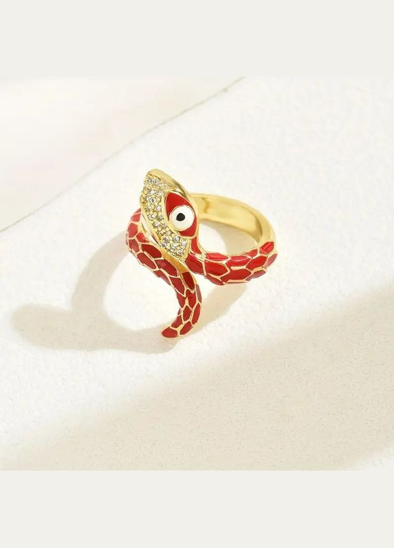Кольцо в виде красной змеи с узором в стиле хип-хоп, регулируемый размер, золотистое Fashion Jewelry (317867402)