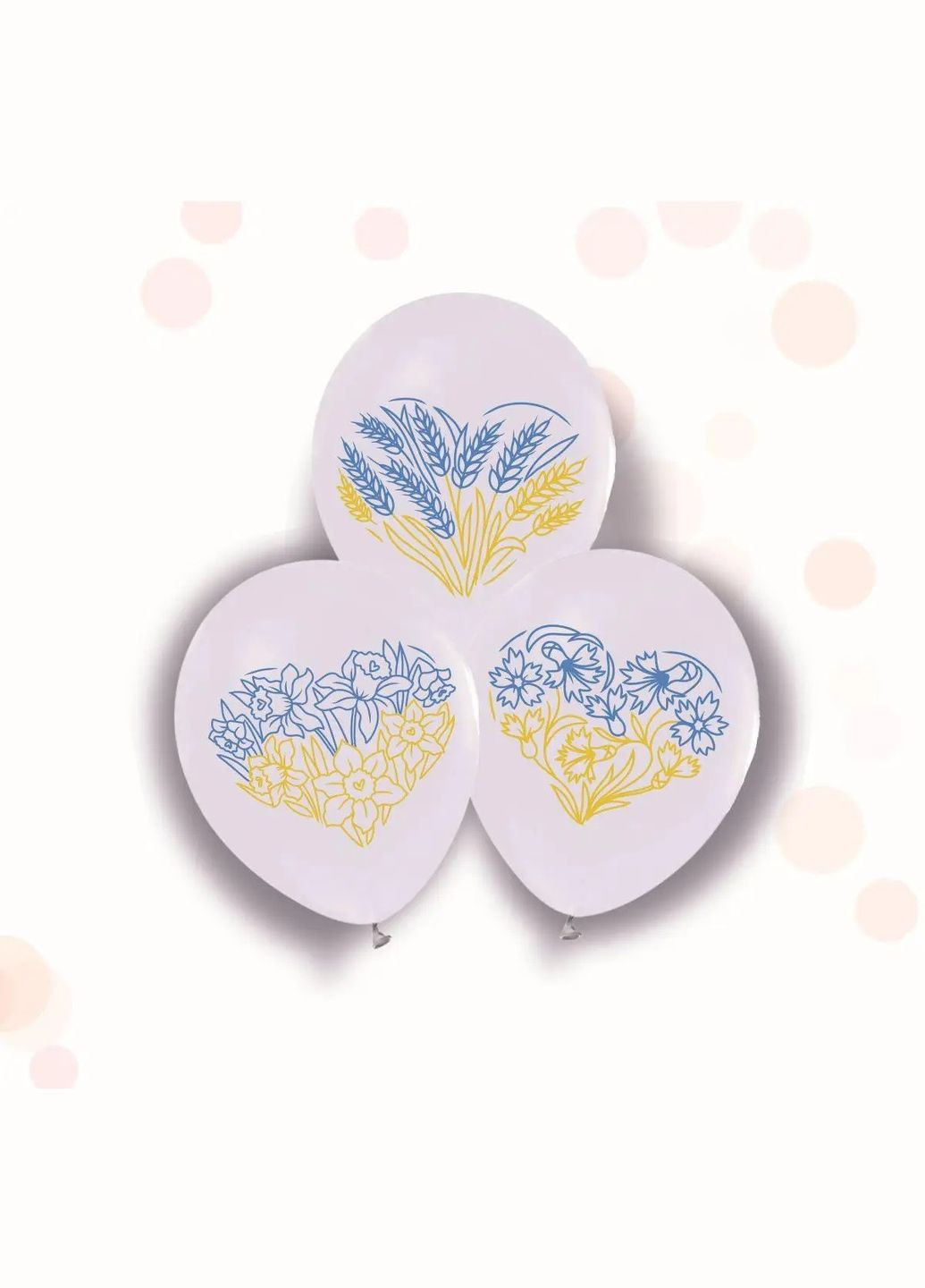 Латексна кулька 12"(30см) з малюнком "Патріотичні серця" ТМ "Твоя Забава" Balonevi (302969609)