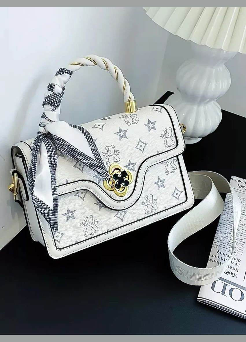 Біла жіноча сумка через плече, клатч з золотою пряжкою Beibaobao (347319079)