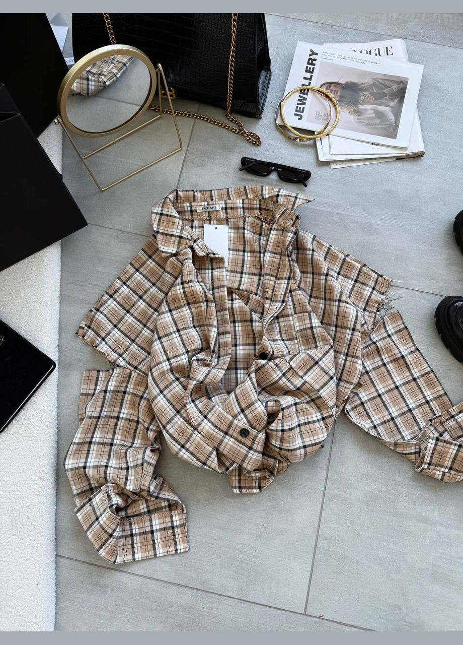 Бежевая кэжуал рубашка в клетку Adelante