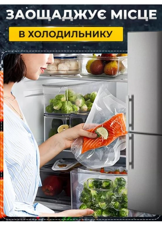 Вакуумные пакеты пленка для вакууматора 25х500 см рулон прозрачные гофрированные пищевые пакеты для хранения продуктов VTech (353968612)