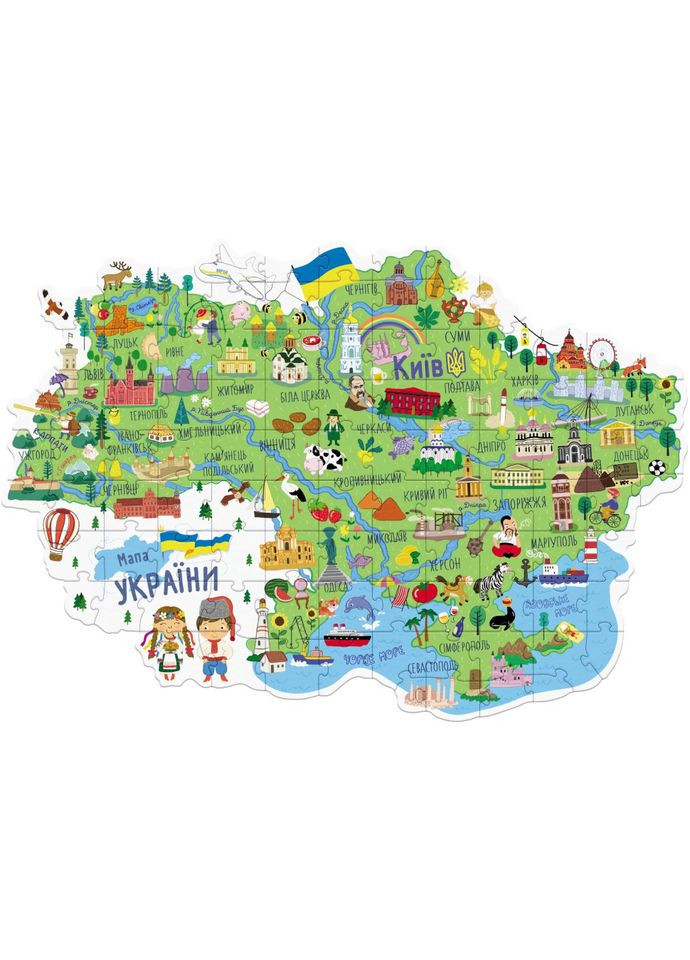 Детские пазлы "Карта Украины" 300267 100 элементов DoDo Toys (300386793)