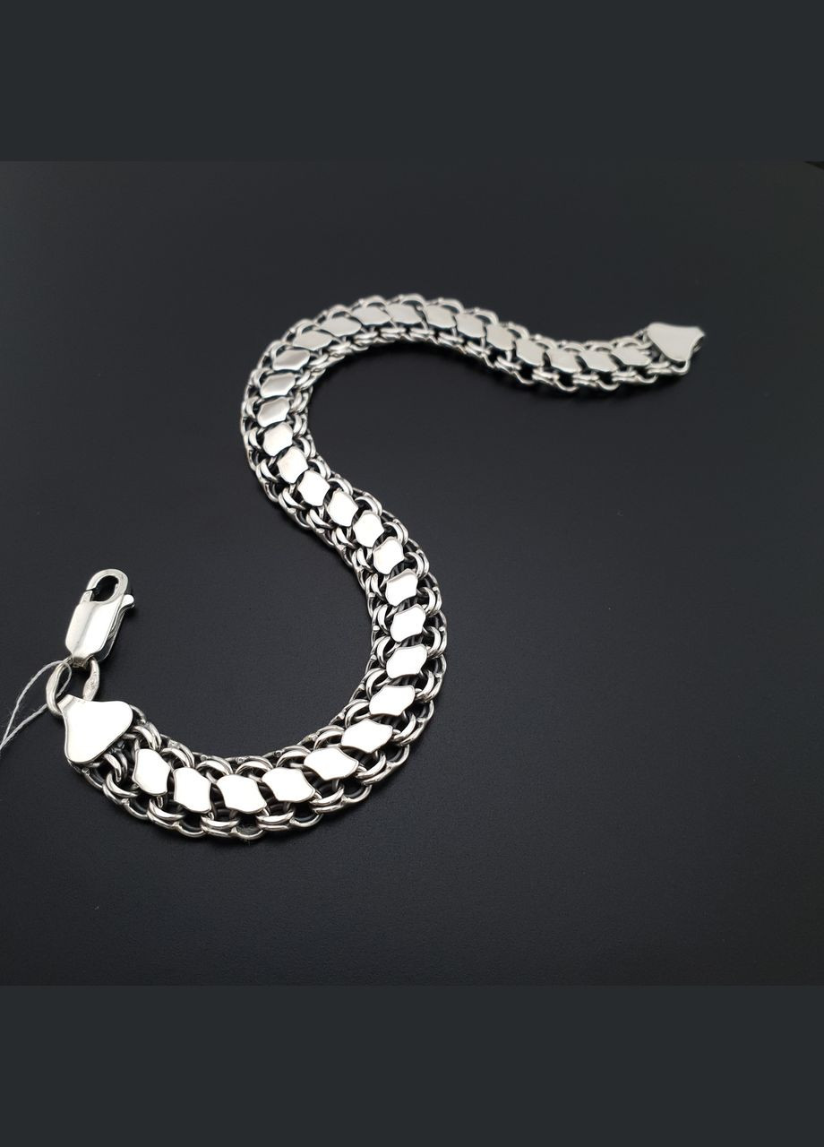 Двосторонній чоловічий срібний браслет з накладками (ширина 8 мм). Довжина 23 см ZLATO (278643673)