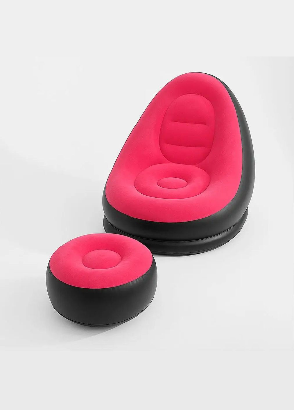 Надувне крісло диван з пуфом насосом флокованим покриттям максимальним навантаженням 100 кг 116х98х83 см (480501-Prob) Рожеве Unbranded (336434323)