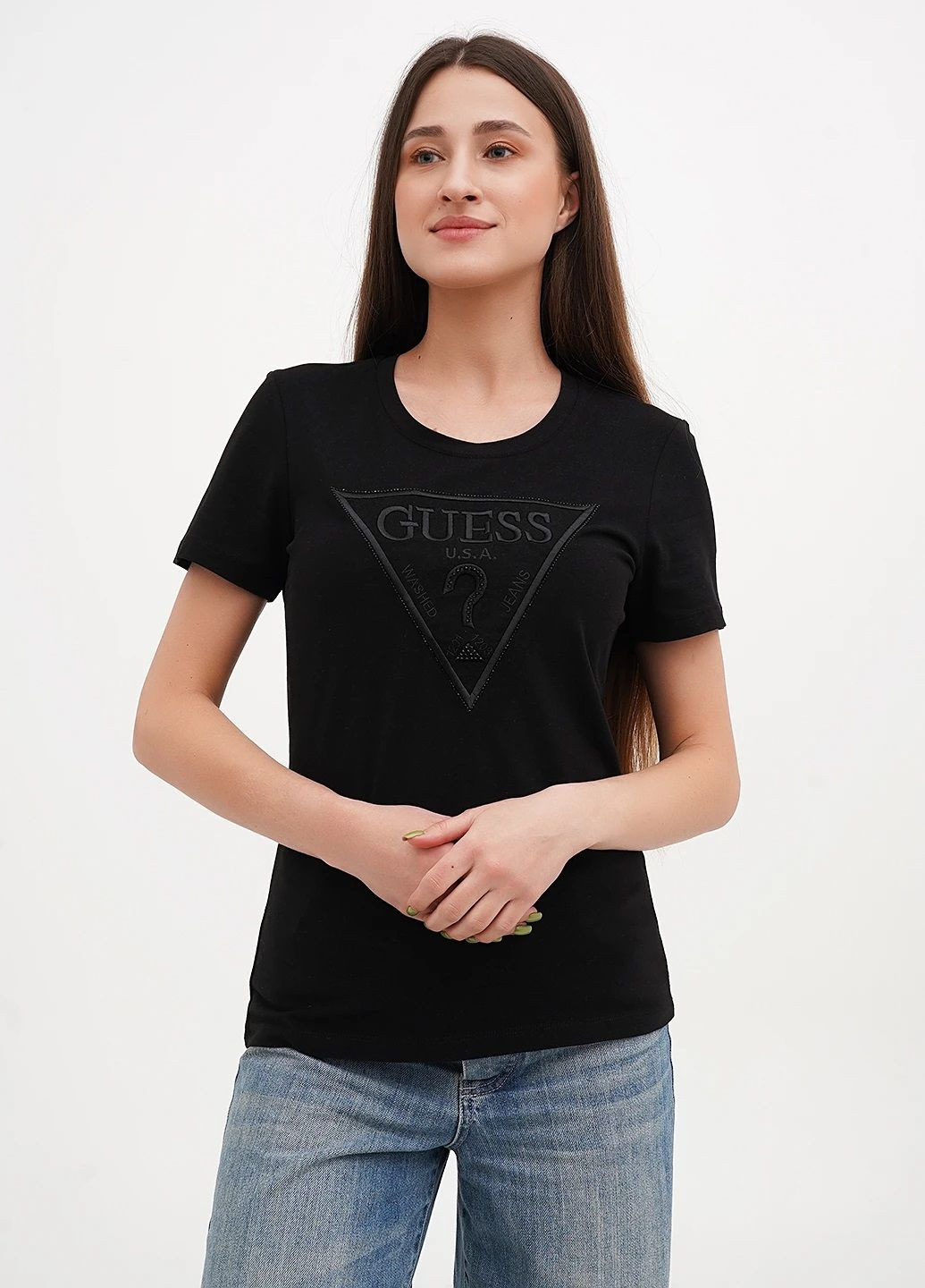 Футболка женская летняя с рисунком Guess - (326379459)