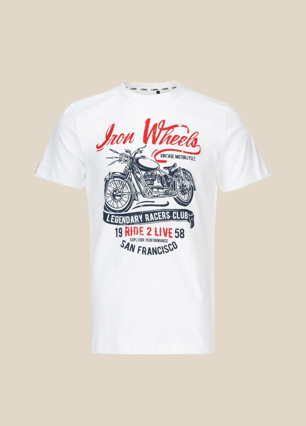 Біла футболка з принтом чоловіча p-mb02334 shop (2000991055209) LAWA