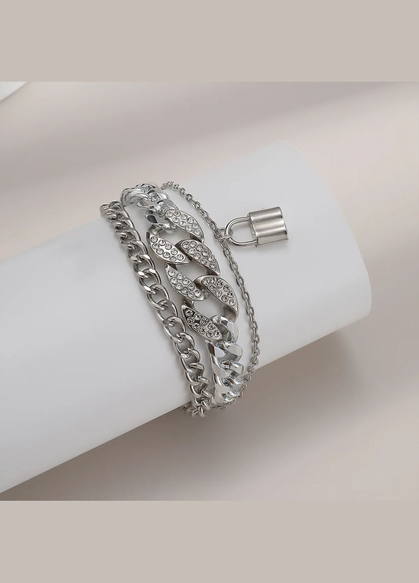 Женский многослойный браслет в виде цепочки с подвеской колодочка и кристаллами. No Brand (340275886)