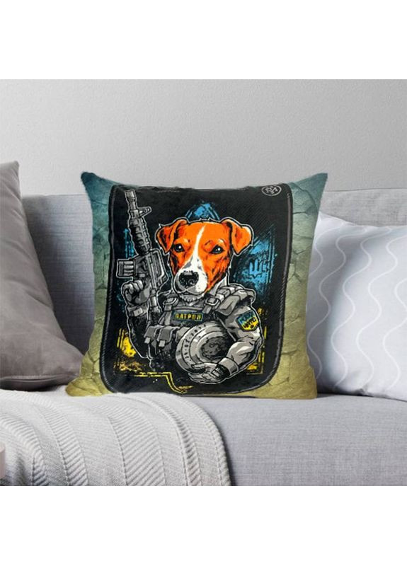 Подушка патриотическая 3D "Пес Патрон броненосець" 2707_E 12739 50х50 см FlexDress (368783751)
