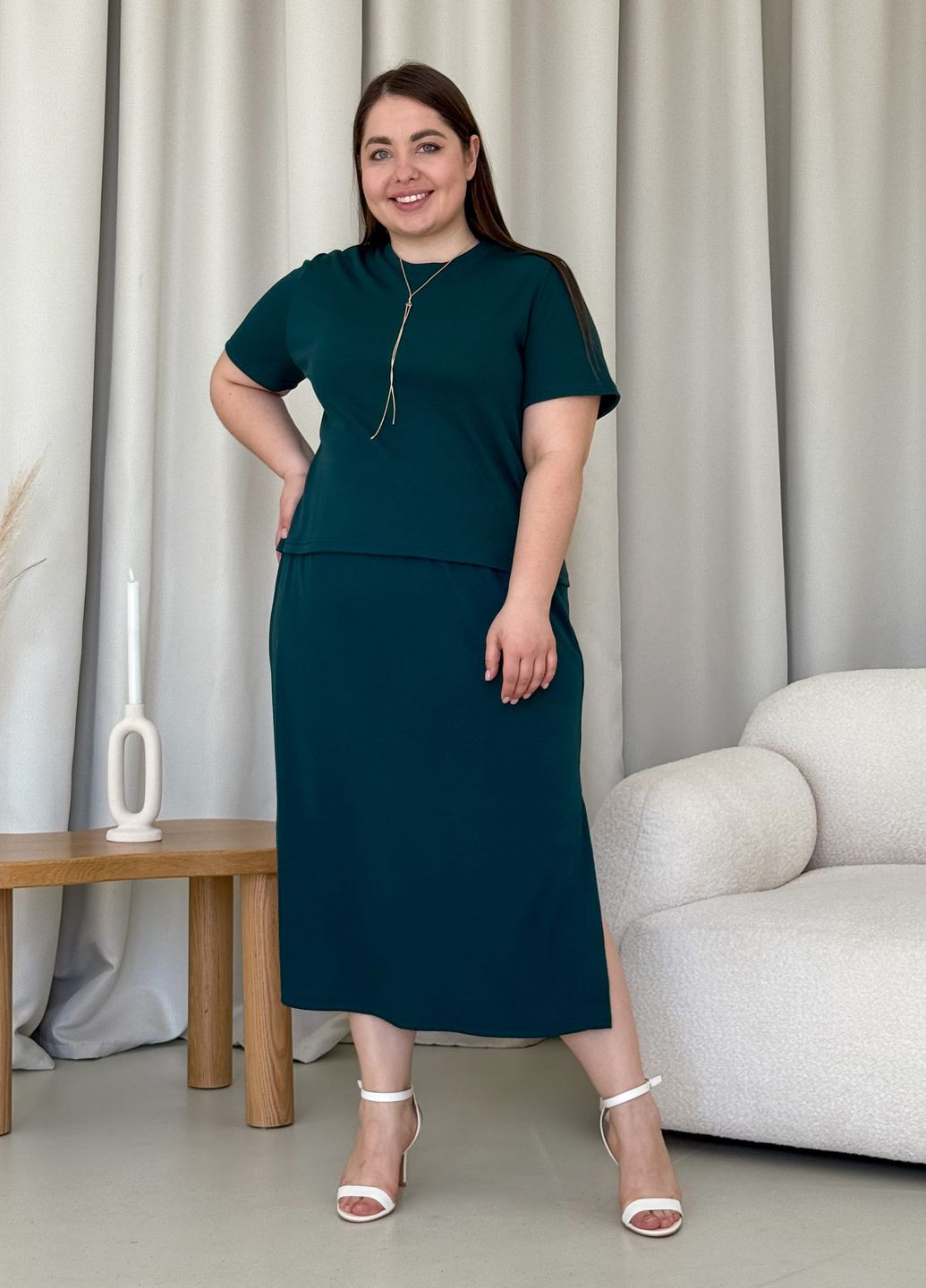 Костюм в рубчик футболка с юбкой Merlini Венцоне (323450709)