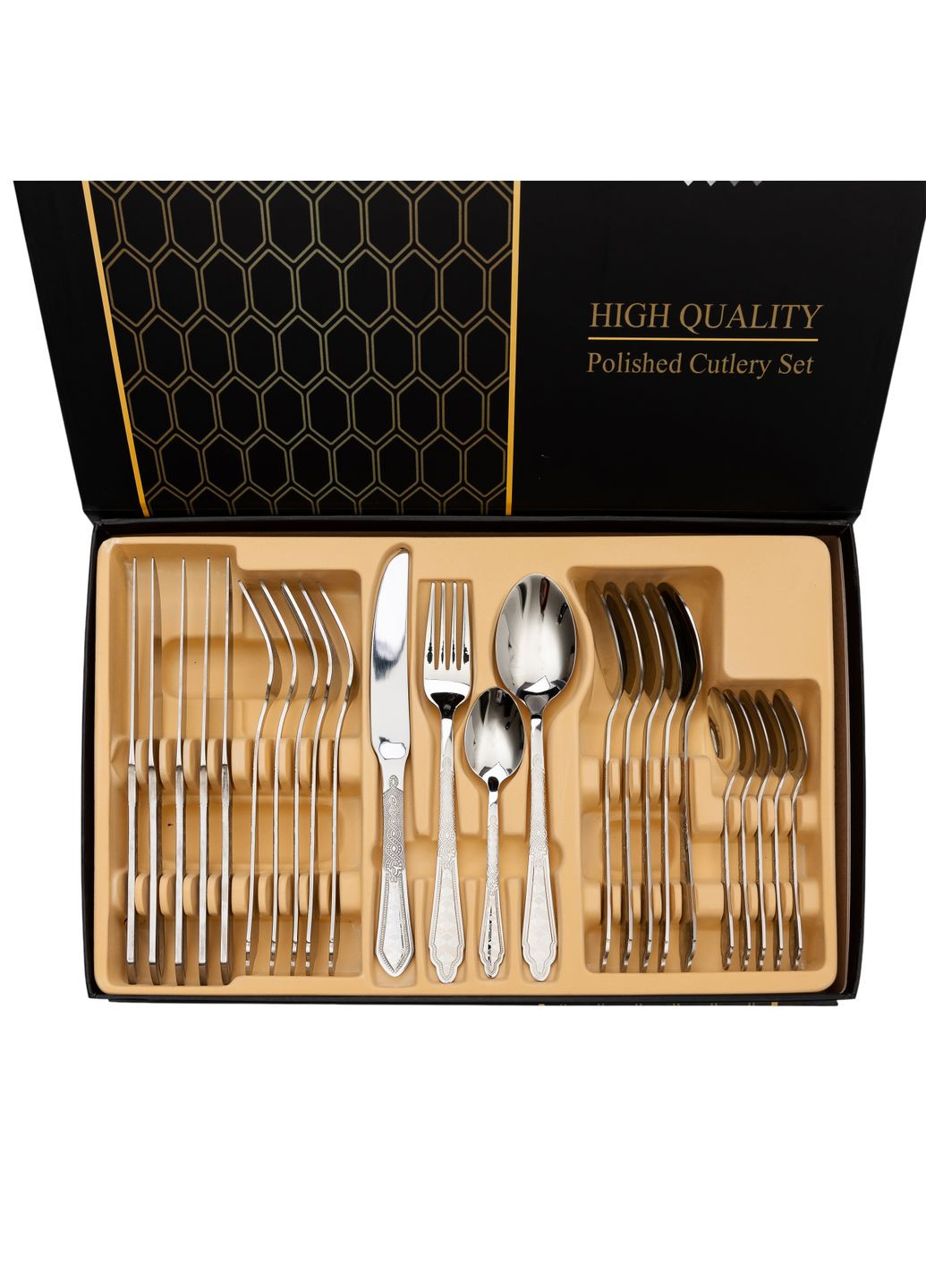 Набір столових приборів на 6 персон зі східним орнаментом, хром Yiwu (358649896)