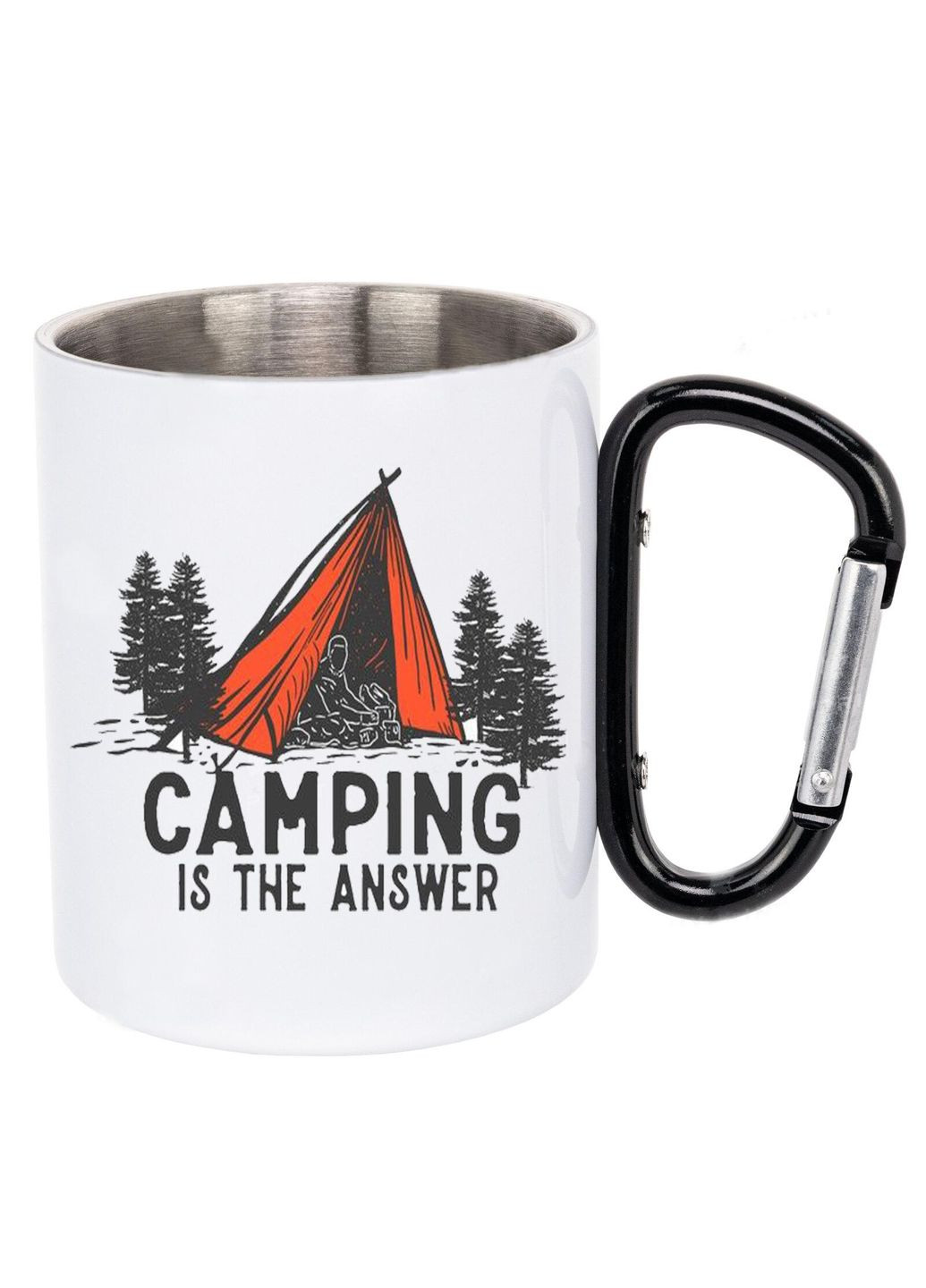 Кружка металлическая с карабином (black) туристическая 300 мл #0004 белая No Brand (316121858)