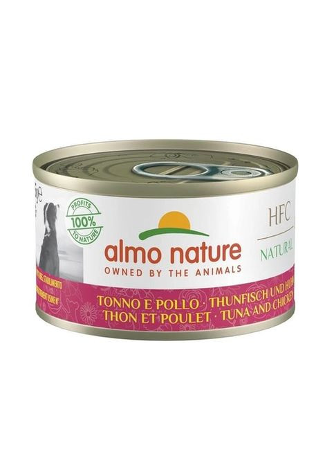 Консервированный корм HFC Dog Natural Кусочки тунца и курицы в соусе для взрослых собак 95 г 8001154124231 Almo Nature (277232798)