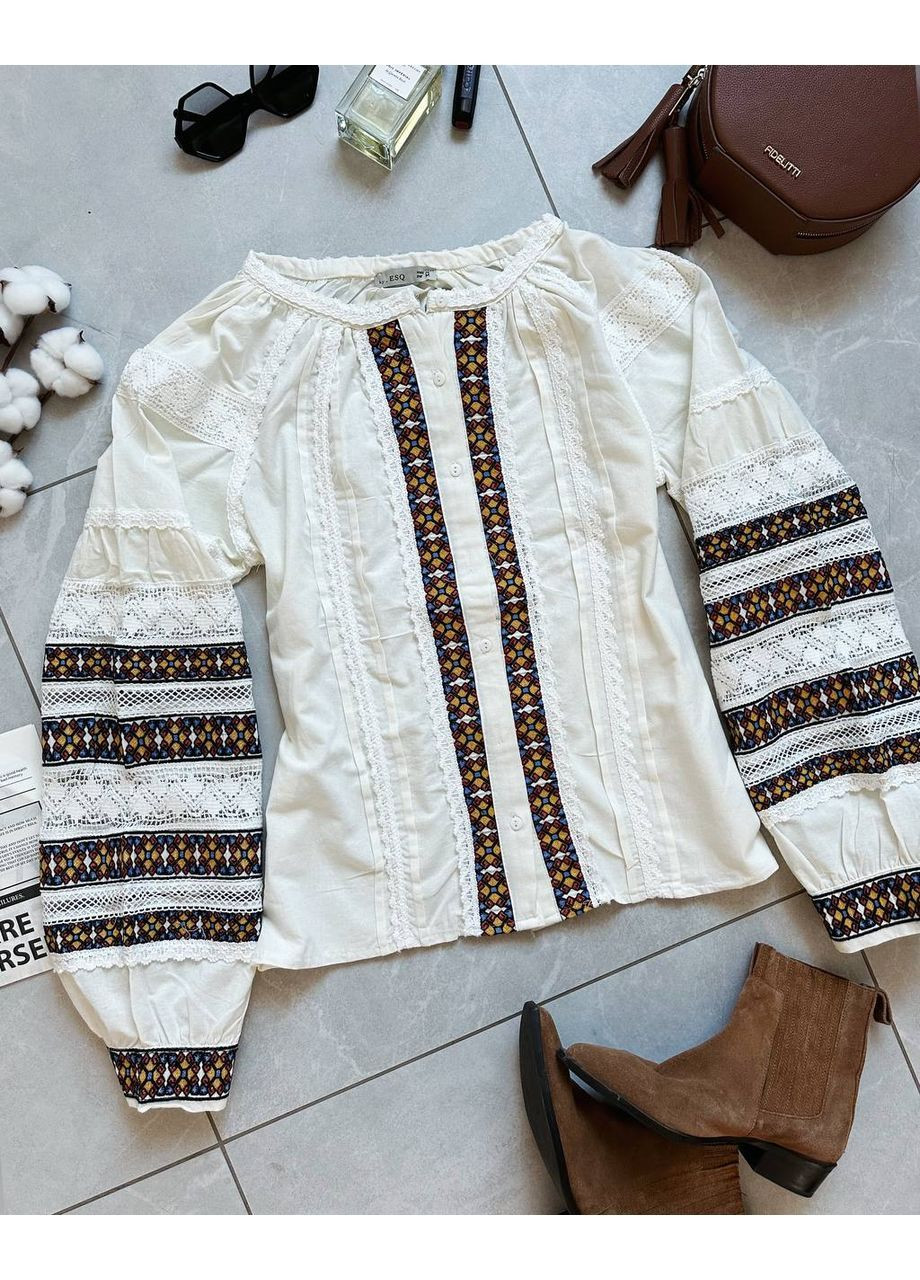 Біла вишиванка жіноча Style Point візерунок українська символіка пряма бавовна, поліестер (363173404)