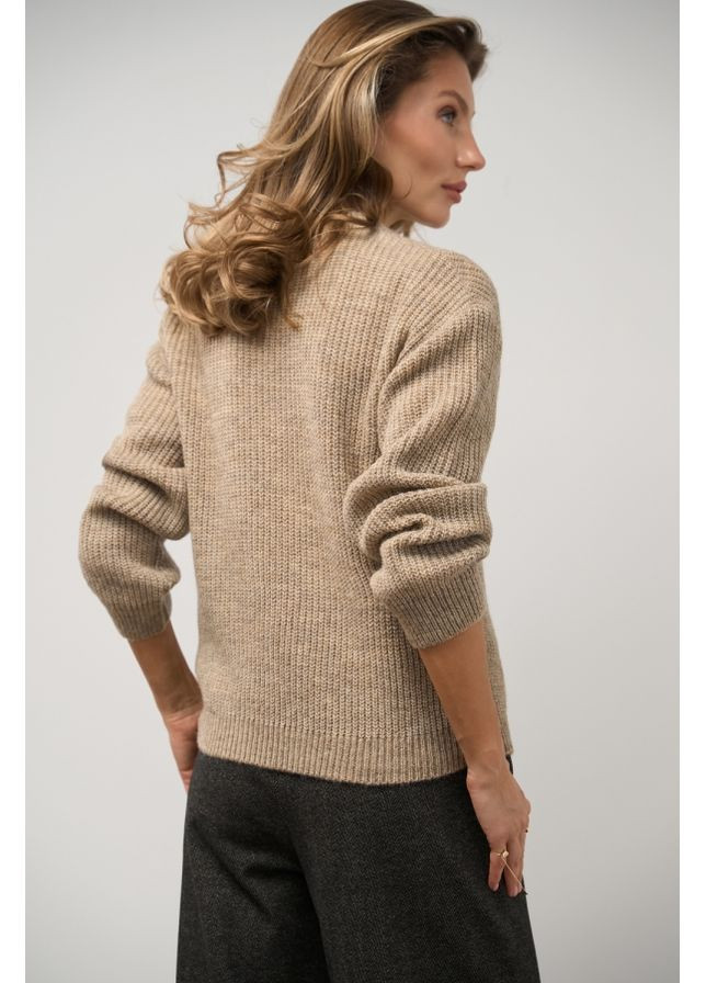Світло-коричневий зимовий жіночий джемпер із супертонкої вовняної пряжі (2820) Triko Bakh