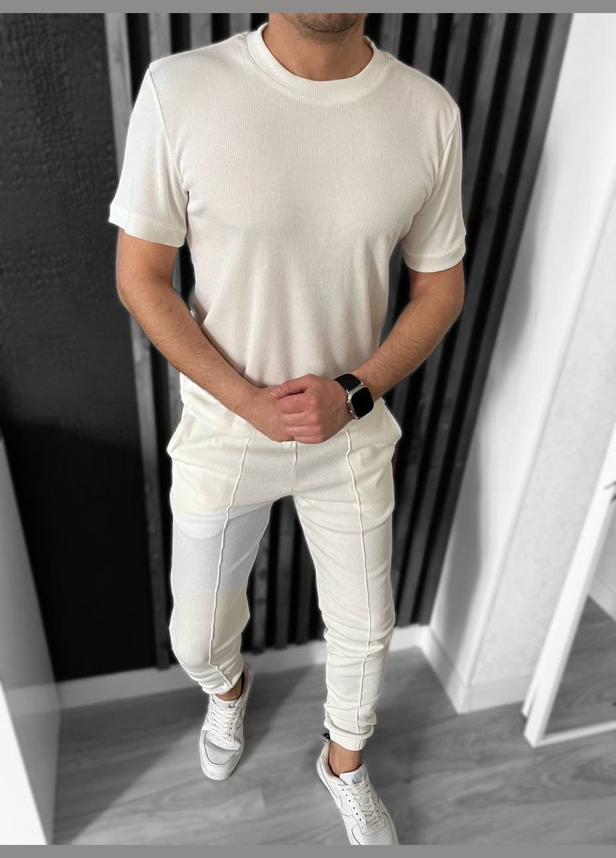 Молочний літній чоловічі костюм брючний FINO Mode