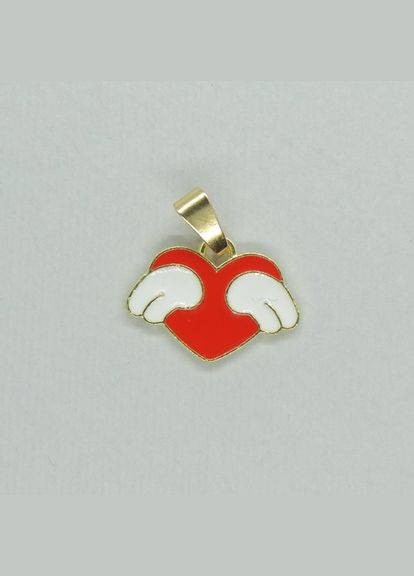 Кулон Зеленый золотистый Сердце с ангельскими крыльями Liresmina Jewelry (285781005)