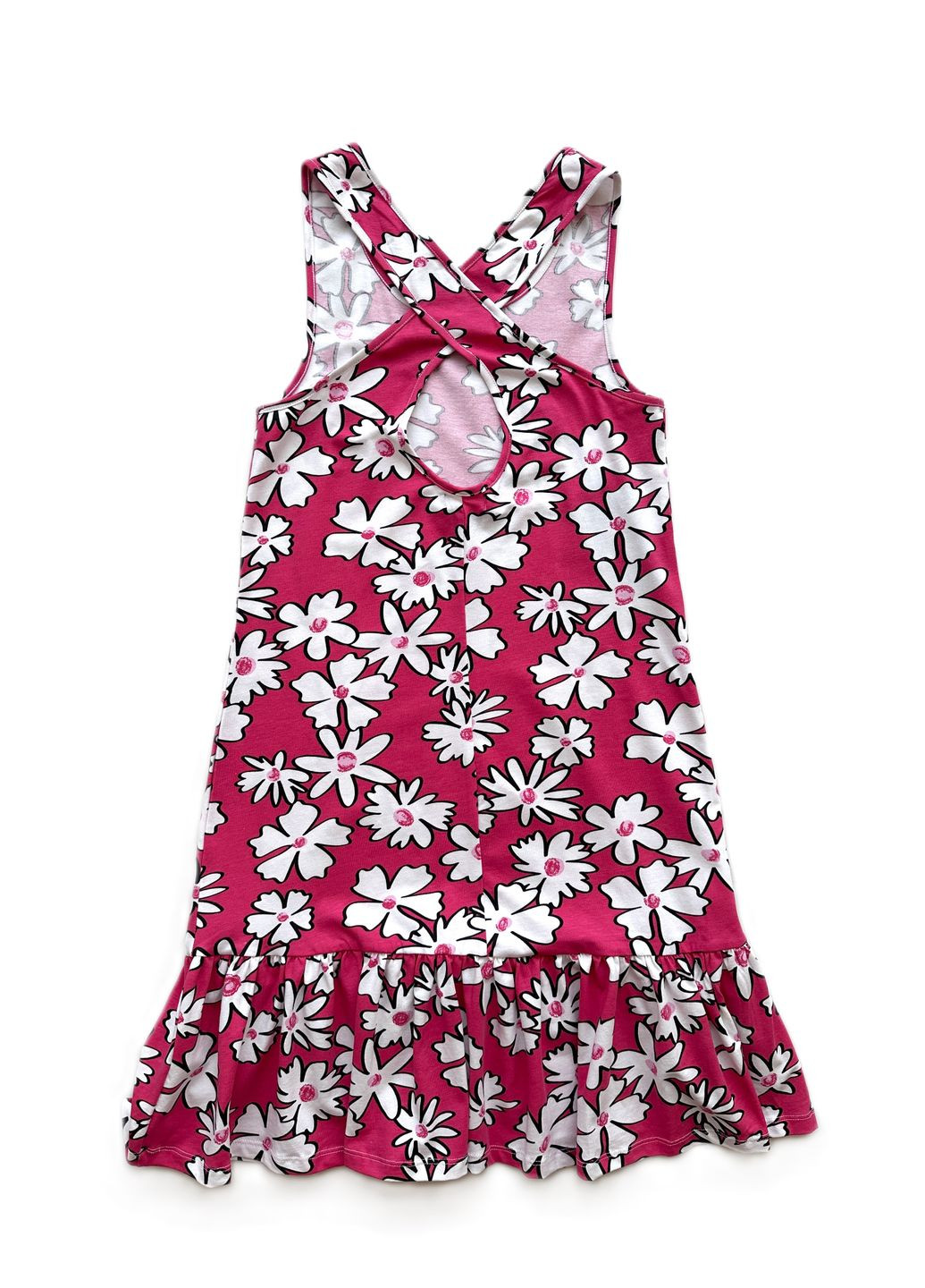 Рожева сукня-сарафан трикотажна в квіти рожева 2000-71 (152 см) OVS (292395738)