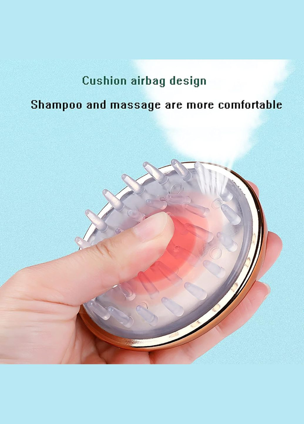 Силиконовая массажная щетка для мытья головы и нанесения шампуня розовое золото No Brand (307061067)