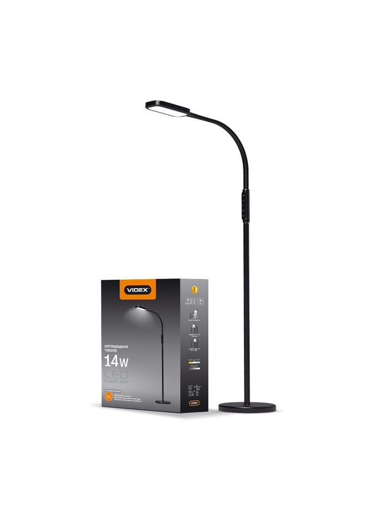 Торшер LED торшер напольный черный 14W 3000-5500K 220V (VL-TF07B) Videx (372613995)