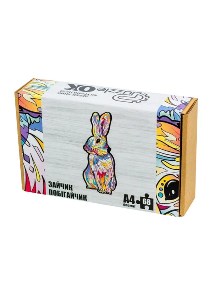 Фігурний дерев'яний пазл A4 Зайчик побігайчик PuzA4-00757, 68 деталей PuzzleOK (337511885)