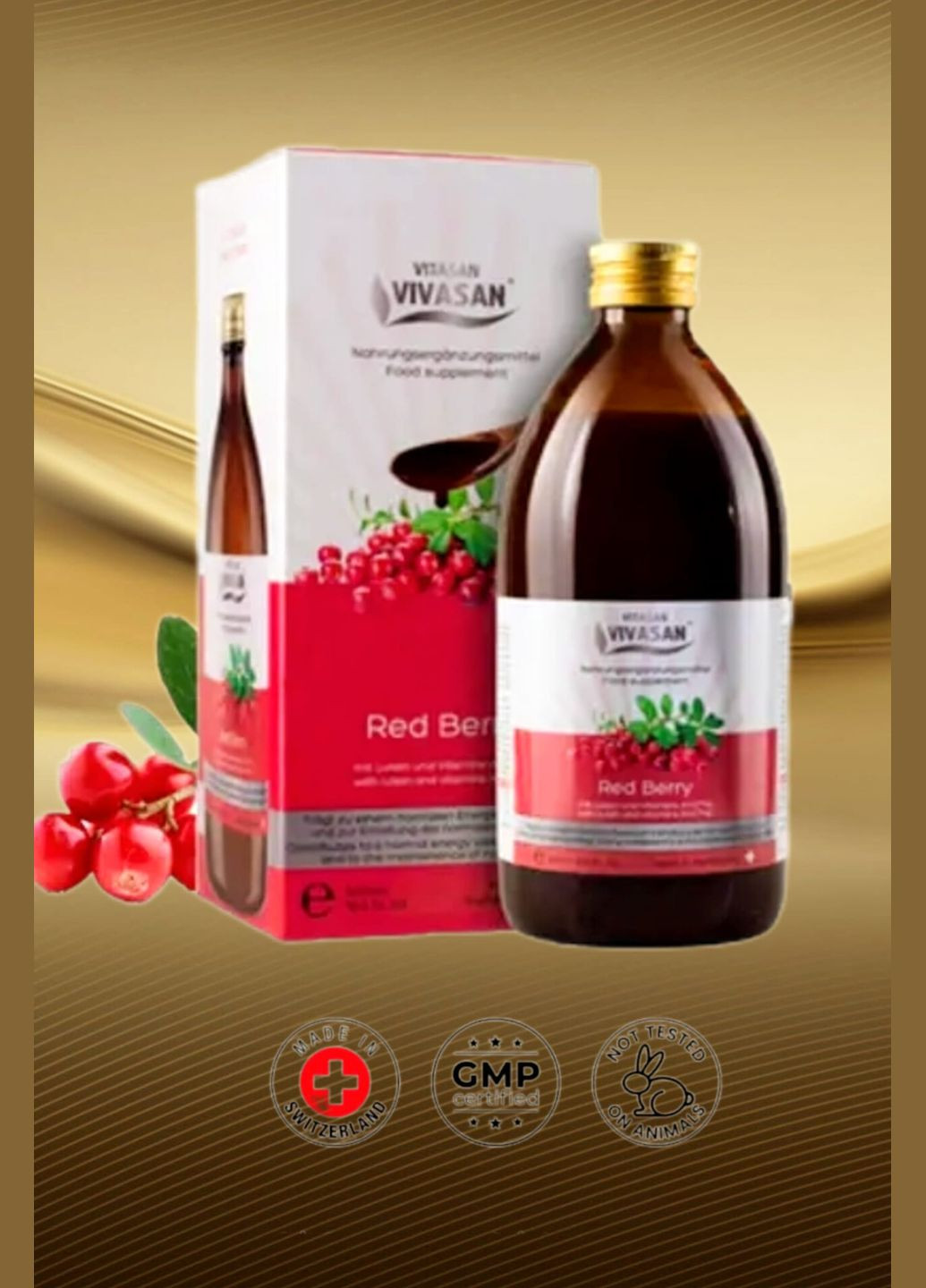Натуральный Напиток Красная ягода 500 мл Швейцария Vivasan (293061180)