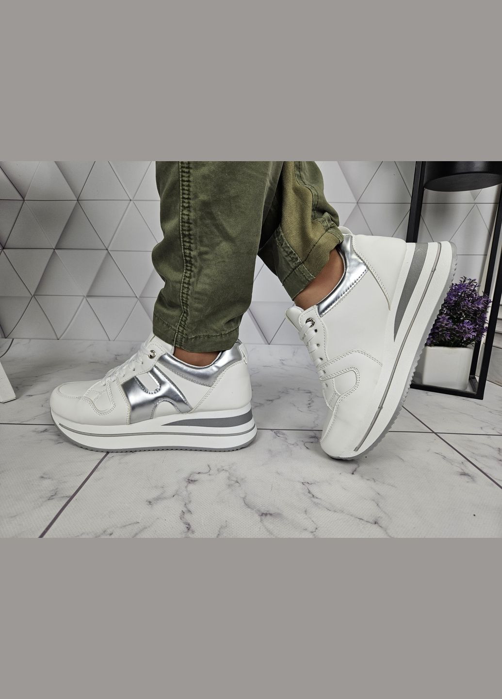 Кросівки білі на високій платформі No Brand білі (322650772)