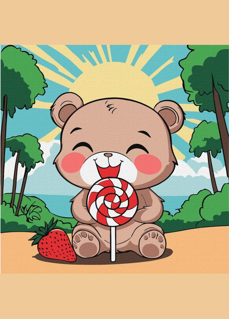 Картина по номерам Лето. Медвежонок и леденец ©art_selena_ua 25х25 KHO1265 Идейка Ідейка (338255414)