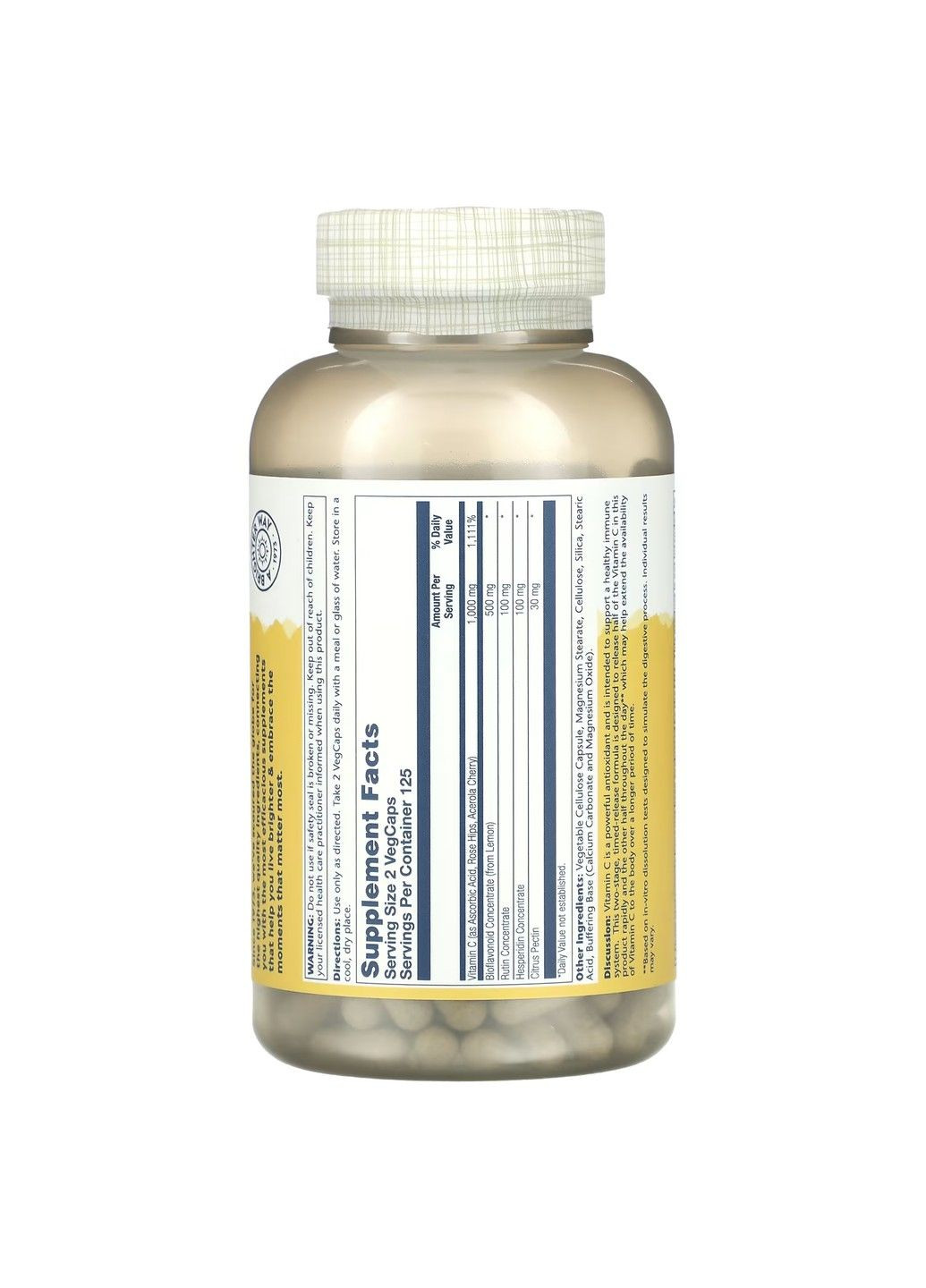 Буферизований Вітамін C Super Bio Vitamin C 1000мг - 250 вег.капсул Solaray (293944932)