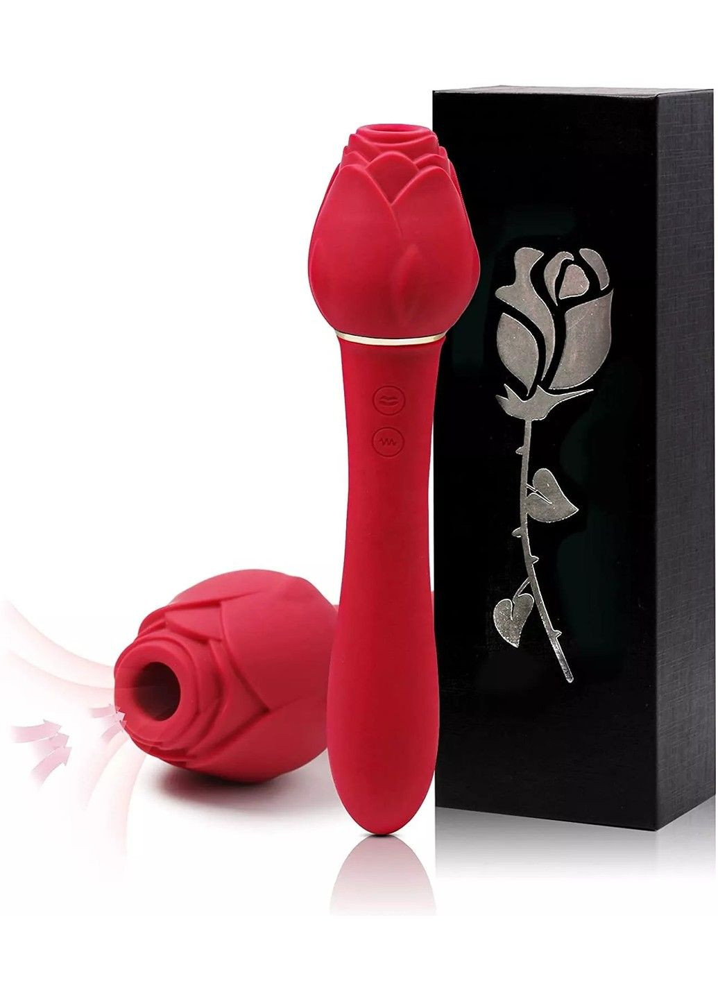 Вибратор "Роза" с вакуумным клиторальным стимулятором We Love (284278469)