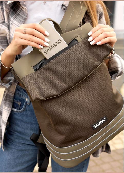 Рюкзак женский из экокожи Rene Balance хаки Sambag (301871767)