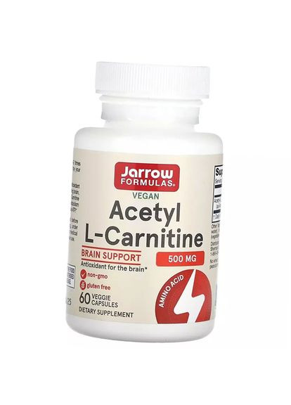 Ацетил Л Карнитин гидрохлорид, Acetyl L-Carnitine 500, 60вегкапс (72345018) Jarrow Formulas (356505536)