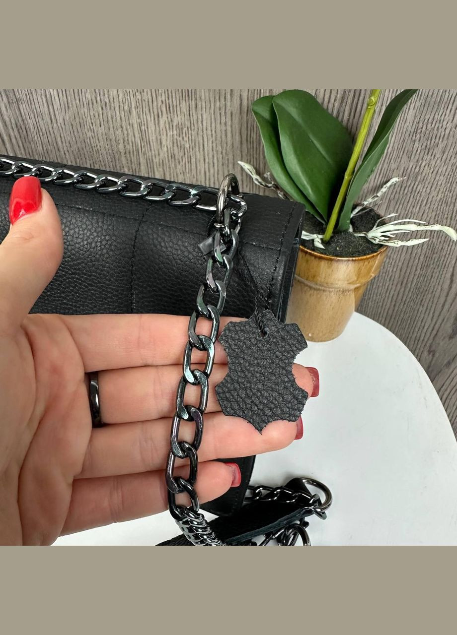 Жіноча міні сумка клатч із натуральної шкіри з ланцюжком чорна (sku_1696) No Brand (330576662)