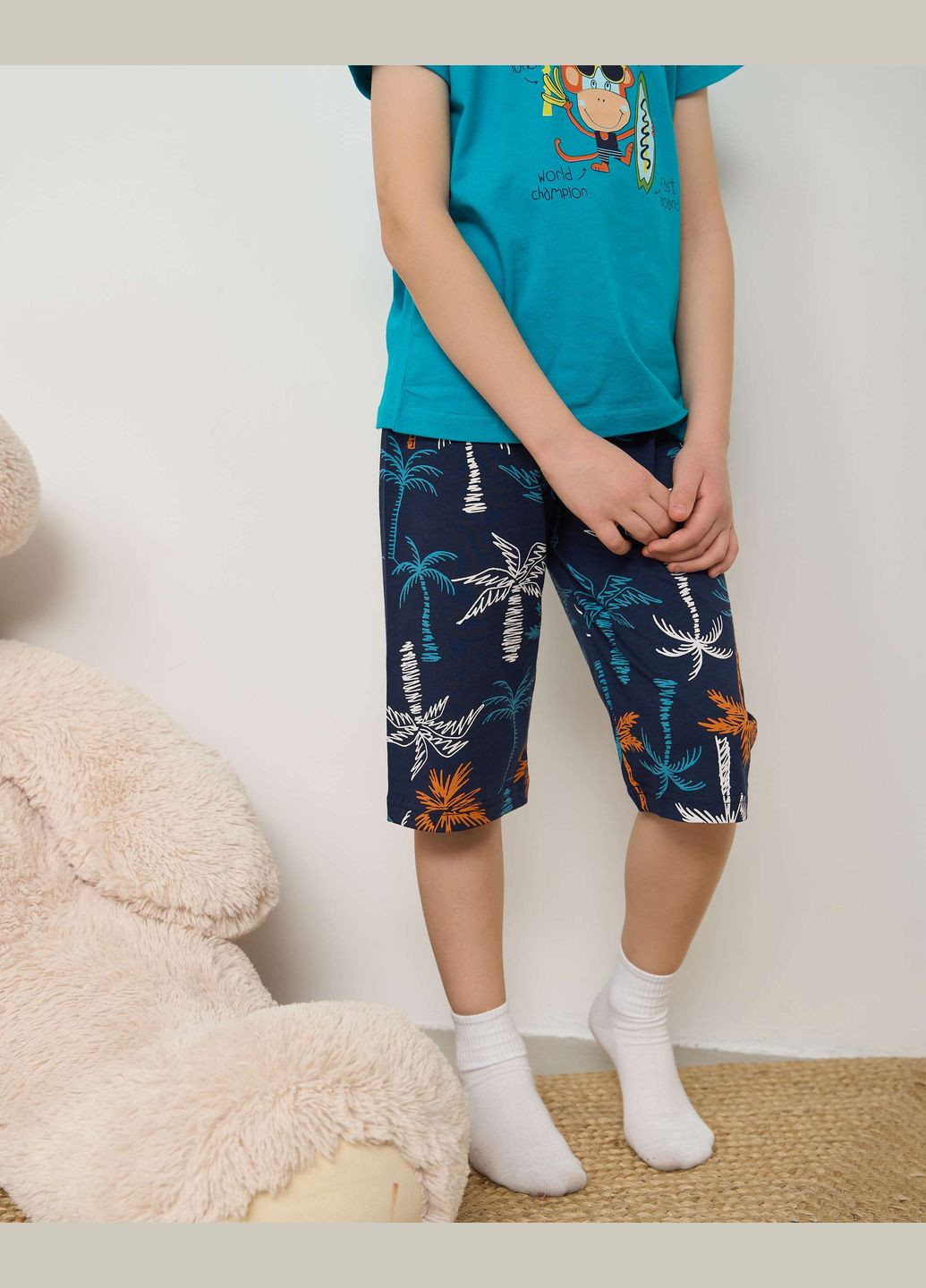 Бирюзовая комплект с шортами на мальчика Tom John